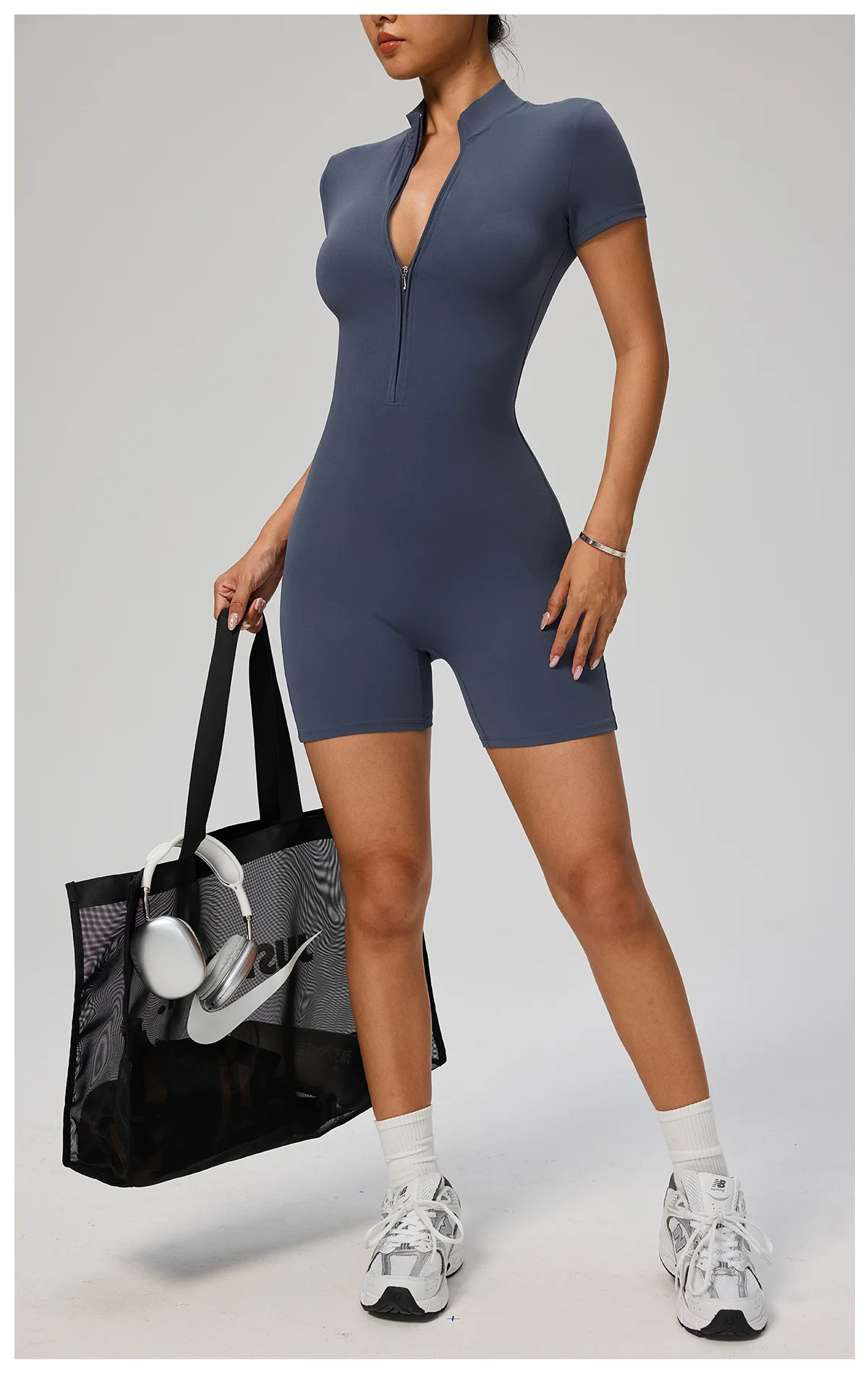 New Zipper Jumpsuit Women Short Sleeves Clothing Sportswear Woman Gym Yoga Sport Sets Nylon Workout Sets Women Tracksuit