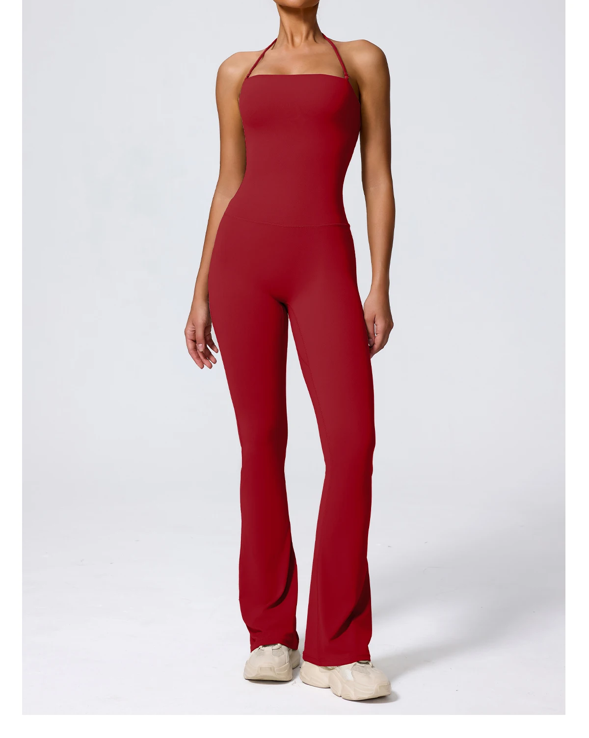 New Summer Women Sleeveless Hang Neck Jumpsuit Backless Flared Activewear Female Yoga Clothes Sport Outfit For Woman Overalls