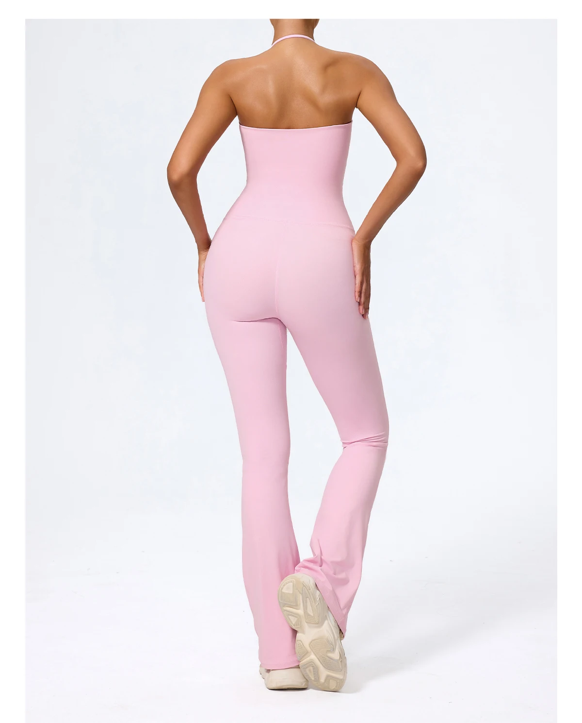 New Summer Women Sleeveless Hang Neck Jumpsuit Backless Flared Activewear Female Yoga Clothes Sport Outfit For Woman Overalls