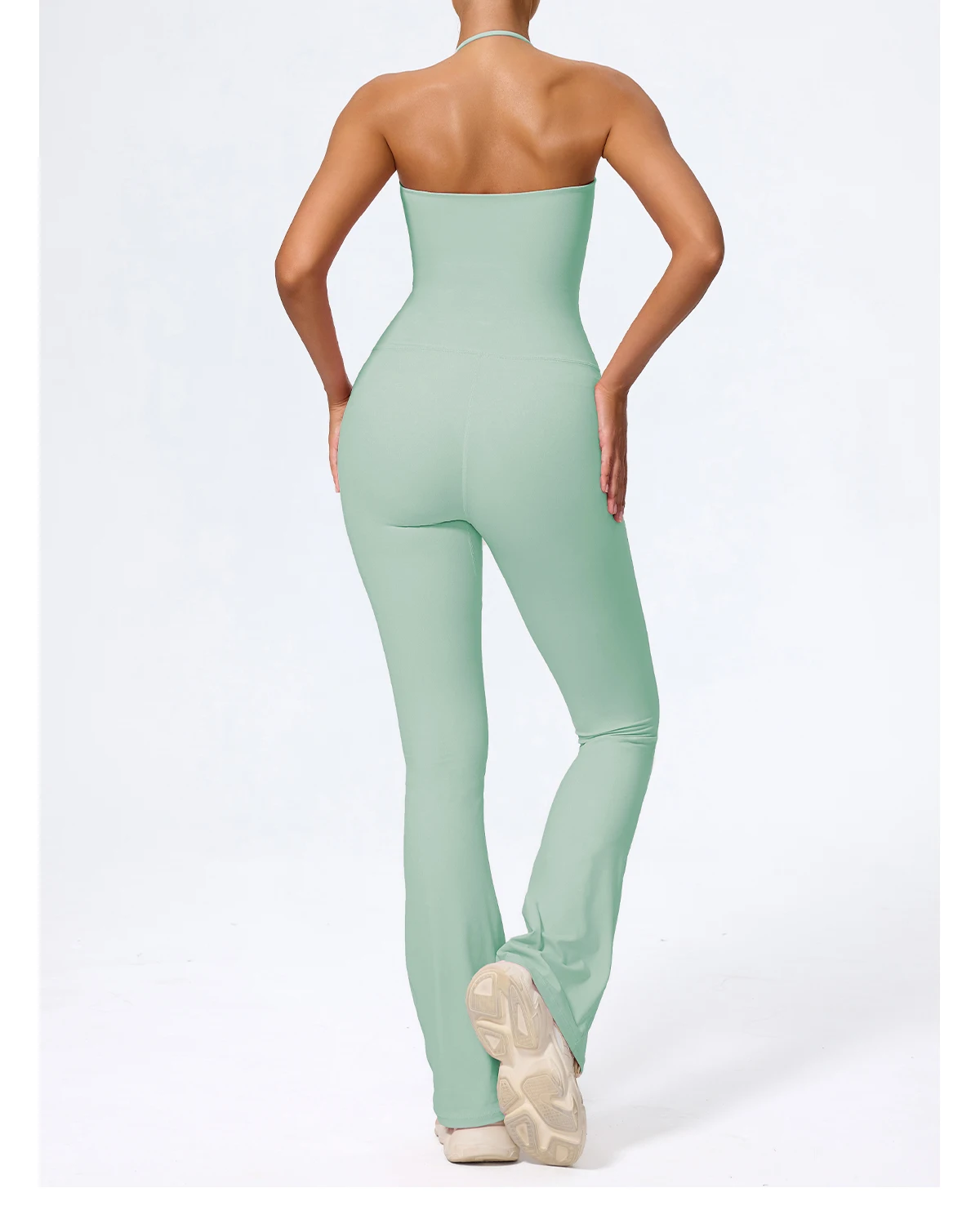 New Summer Women Sleeveless Hang Neck Jumpsuit Backless Flared Activewear Female Yoga Clothes Sport Outfit For Woman Overalls