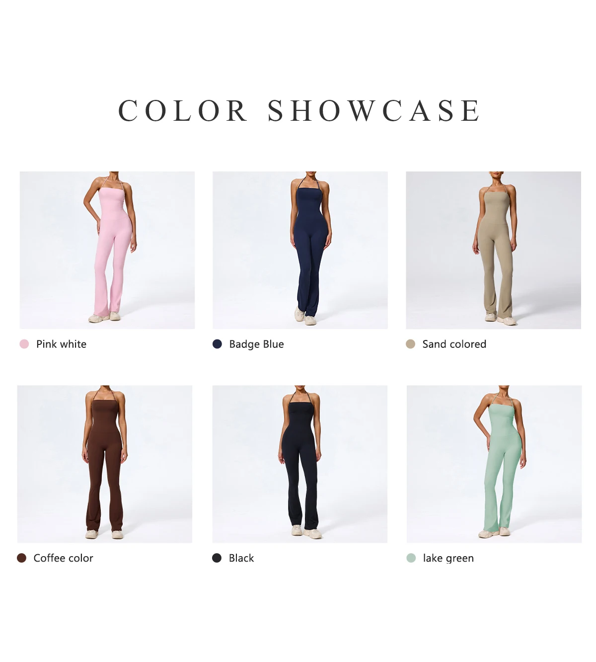 New Summer Women Sleeveless Hang Neck Jumpsuit Backless Flared Activewear Female Yoga Clothes Sport Outfit For Woman Overalls