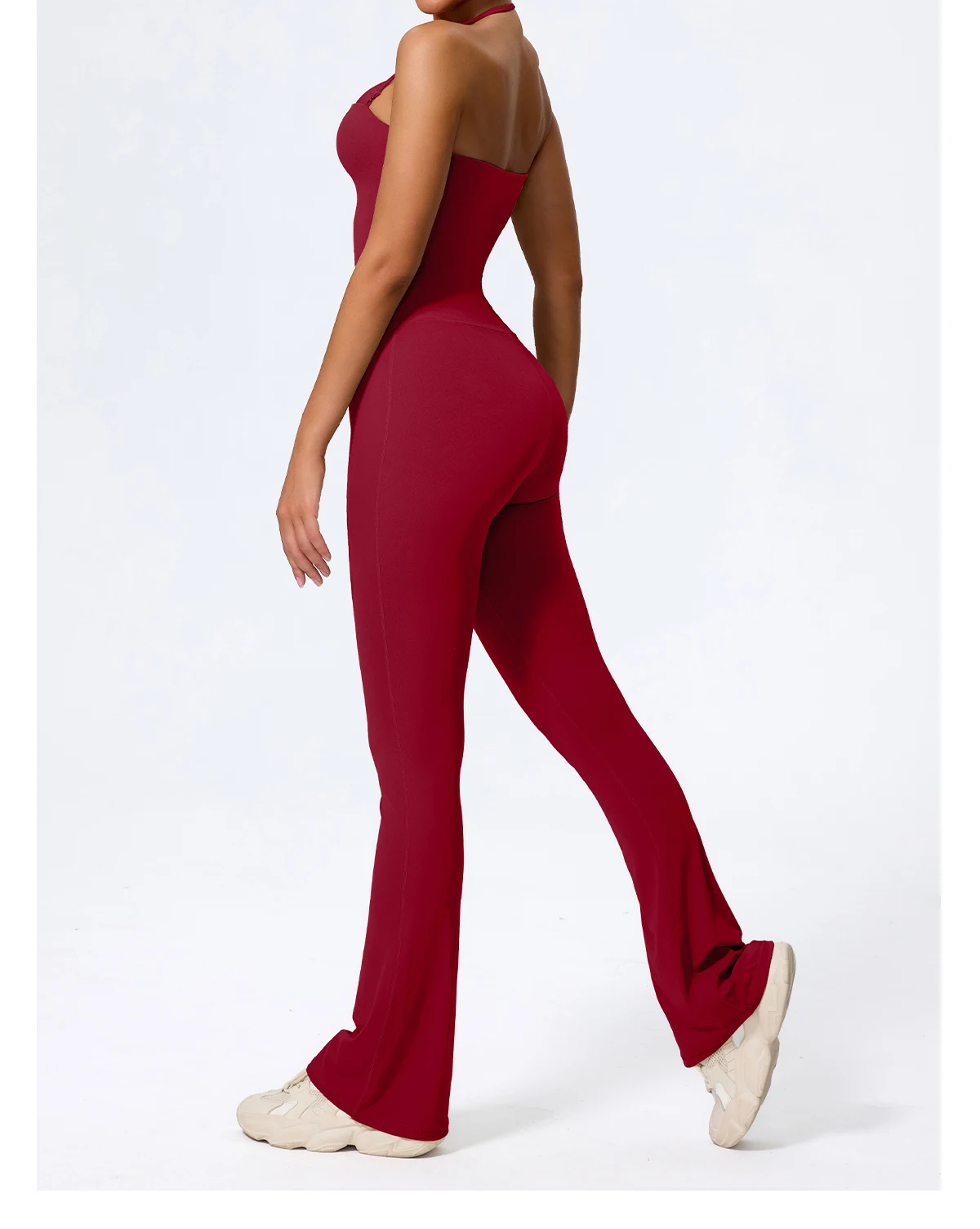 New Summer Women Sleeveless Hang Neck Jumpsuit Backless Flared Activewear Female Yoga Clothes Sport Outfit For Woman Overalls