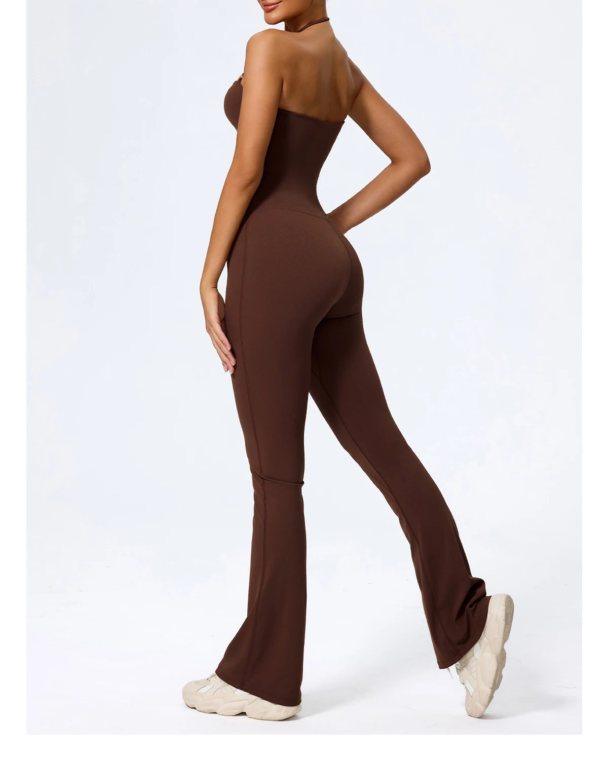New Summer Women Sleeveless Hang Neck Jumpsuit Backless Flared Activewear Female Yoga Clothes Sport Outfit For Woman Overalls