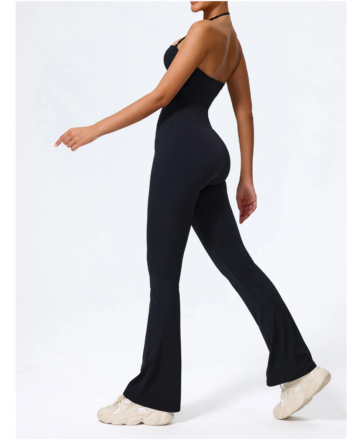 New Summer Women Sleeveless Hang Neck Jumpsuit Backless Flared Activewear Female Yoga Clothes Sport Outfit For Woman Overalls