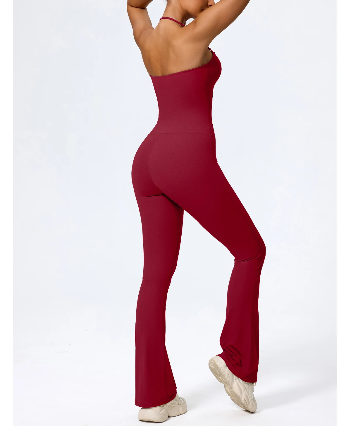 New Summer Women Sleeveless Hang Neck Jumpsuit Backless Flared Activewear Female Yoga Clothes Sport Outfit For Woman Overalls