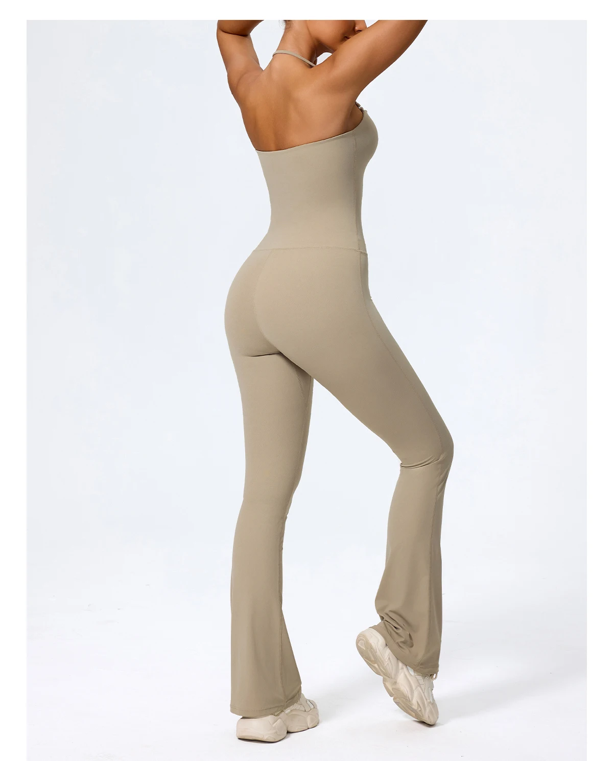 New Summer Women Sleeveless Hang Neck Jumpsuit Backless Flared Activewear Female Yoga Clothes Sport Outfit For Woman Overalls