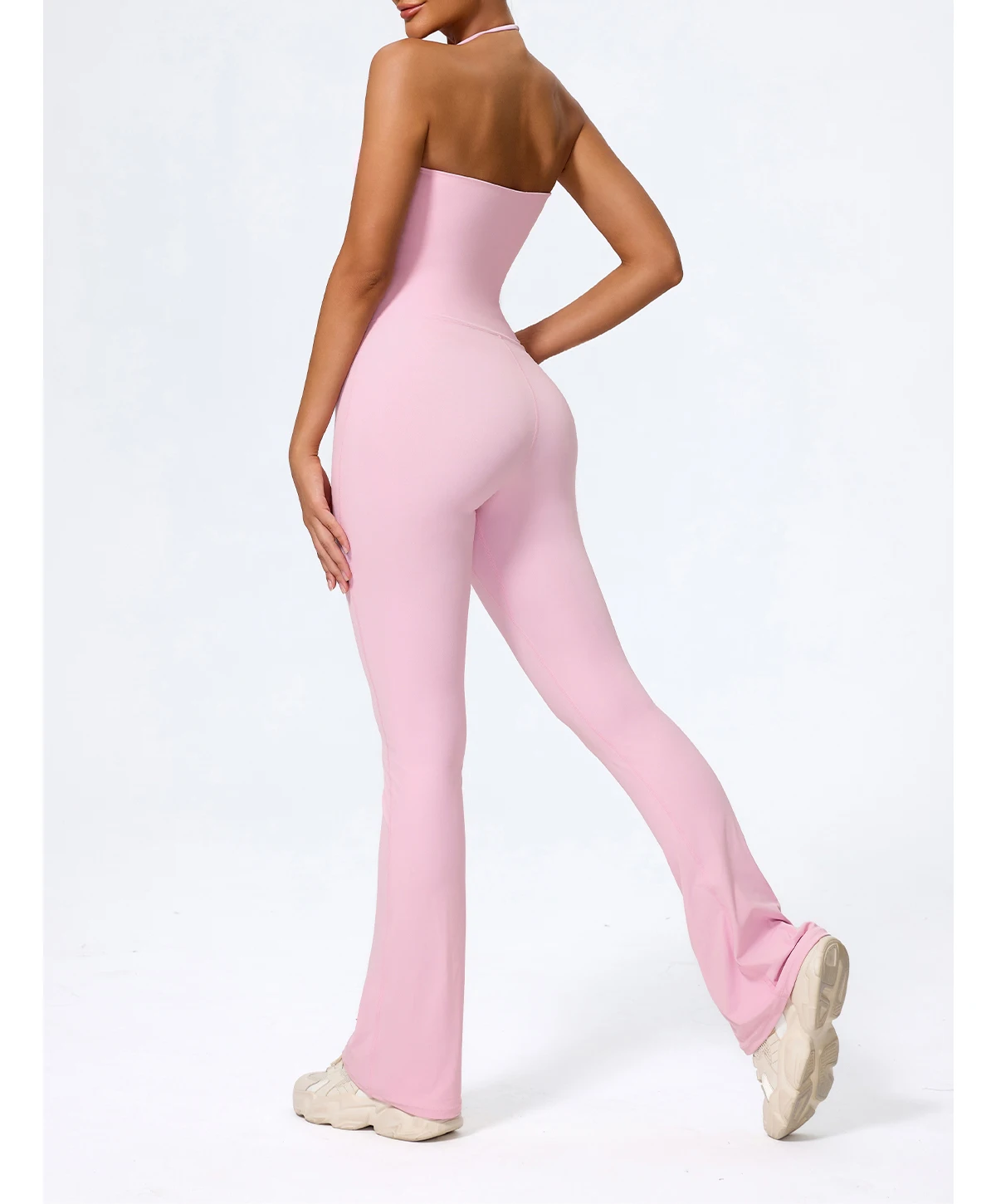 New Summer Women Sleeveless Hang Neck Jumpsuit Backless Flared Activewear Female Yoga Clothes Sport Outfit For Woman Overalls