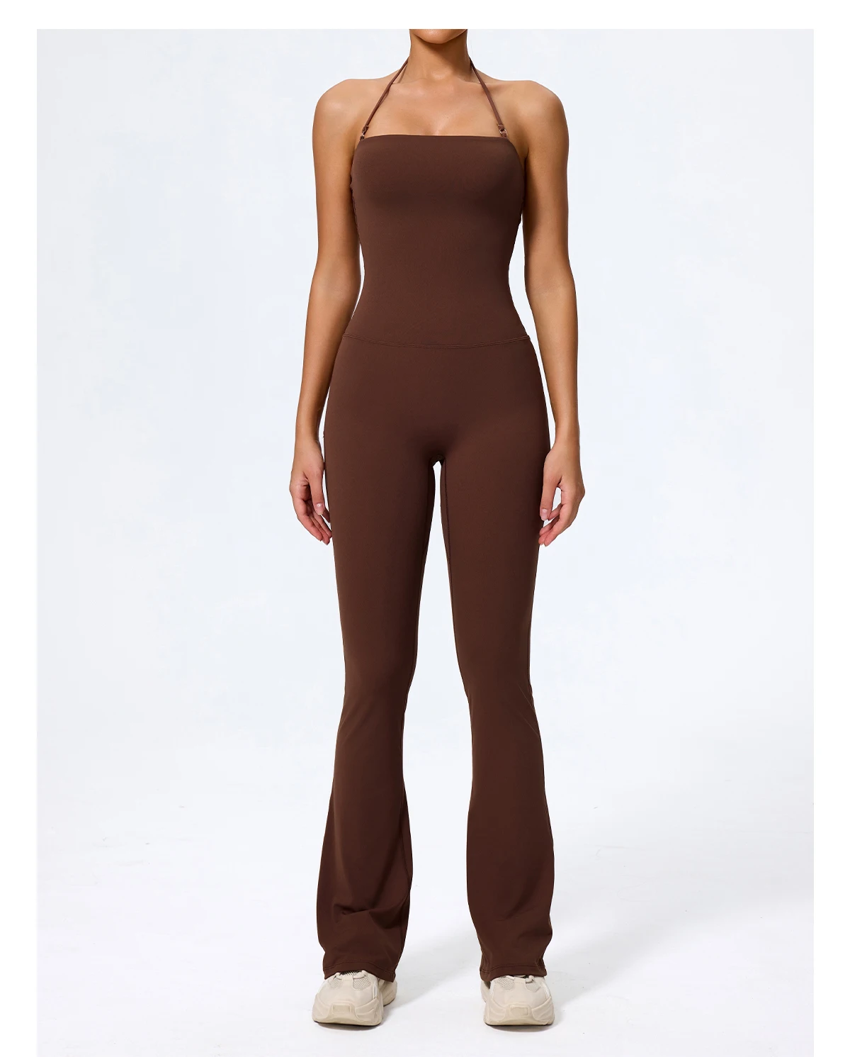 New Summer Women Sleeveless Hang Neck Jumpsuit Backless Flared Activewear Female Yoga Clothes Sport Outfit For Woman Overalls