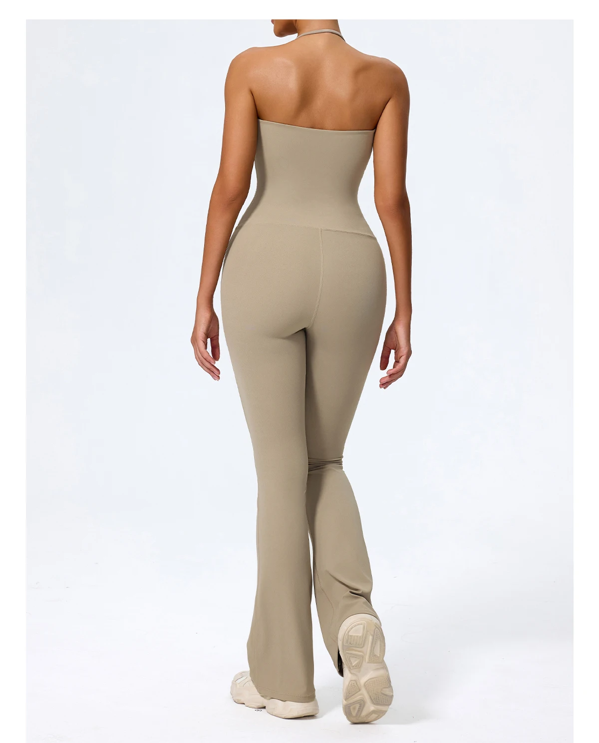 New Summer Women Sleeveless Hang Neck Jumpsuit Backless Flared Activewear Female Yoga Clothes Sport Outfit For Woman Overalls