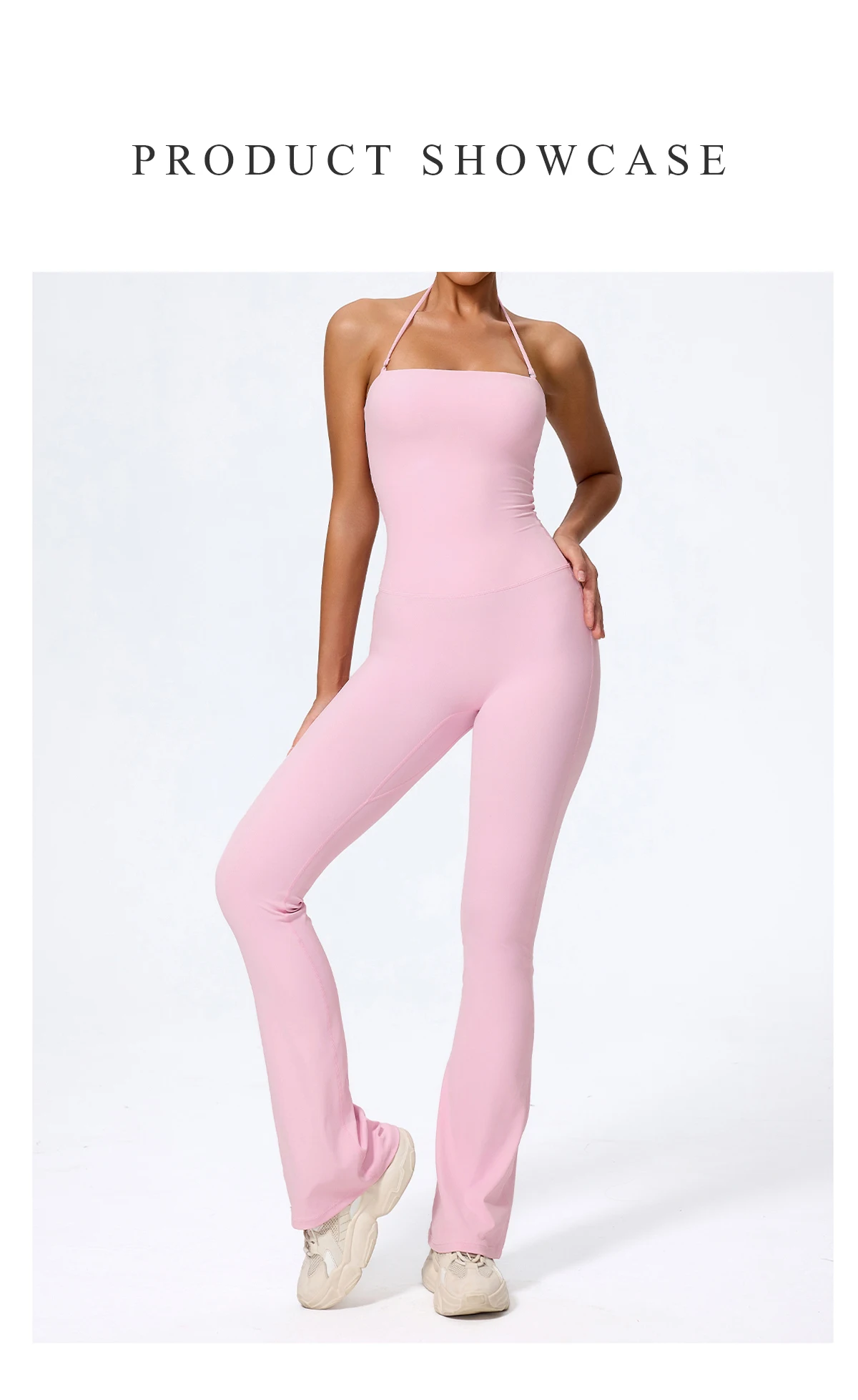 New Summer Women Sleeveless Hang Neck Jumpsuit Backless Flared Activewear Female Yoga Clothes Sport Outfit For Woman Overalls