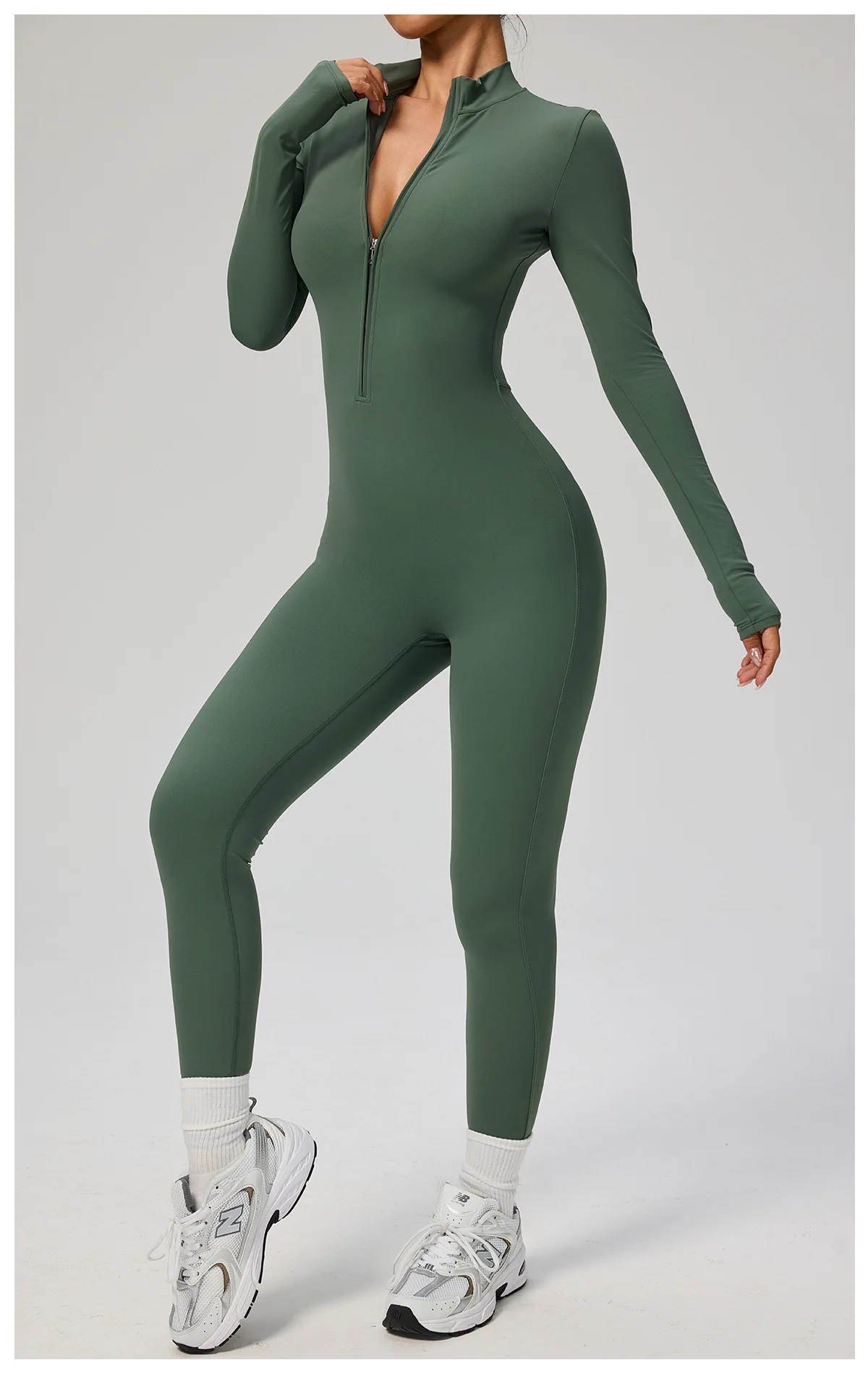 SOISOU Zipper Jumpsuit Women Quick Dry Clothing Sportswear Woman Gym Yoga Sport Sets Spandex Nylon Workout Sets Women Tracksuit