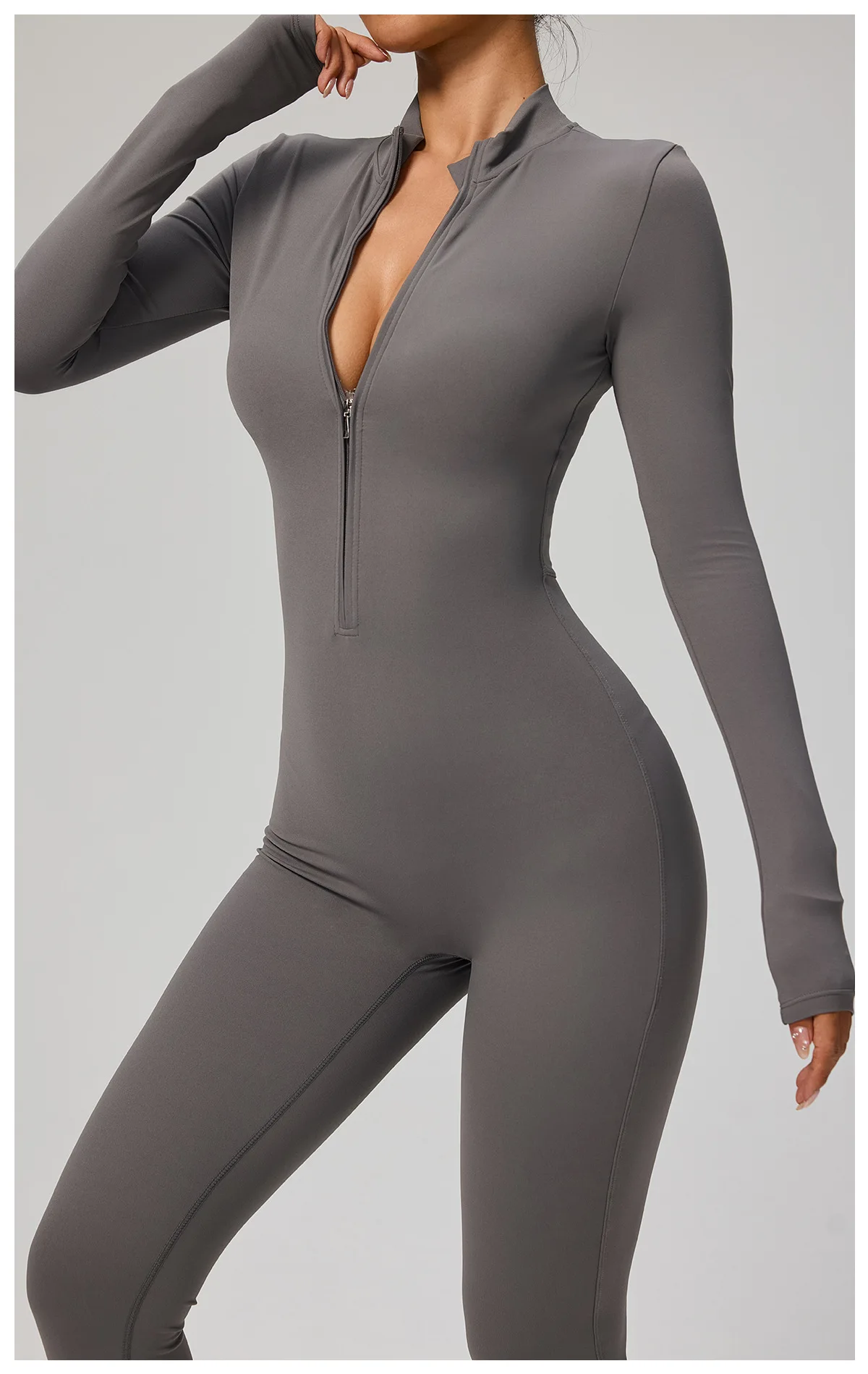 SOISOU Zipper Jumpsuit Women Quick Dry Clothing Sportswear Woman Gym Yoga Sport Sets Spandex Nylon Workout Sets Women Tracksuit