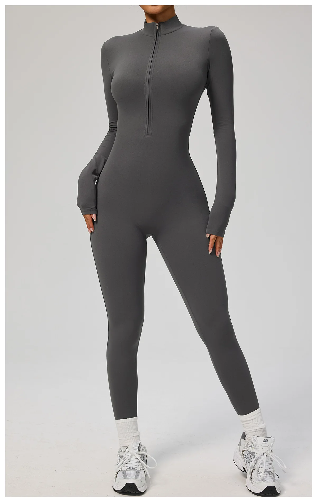 SOISOU Zipper Jumpsuit Women Quick Dry Clothing Sportswear Woman Gym Yoga Sport Sets Spandex Nylon Workout Sets Women Tracksuit