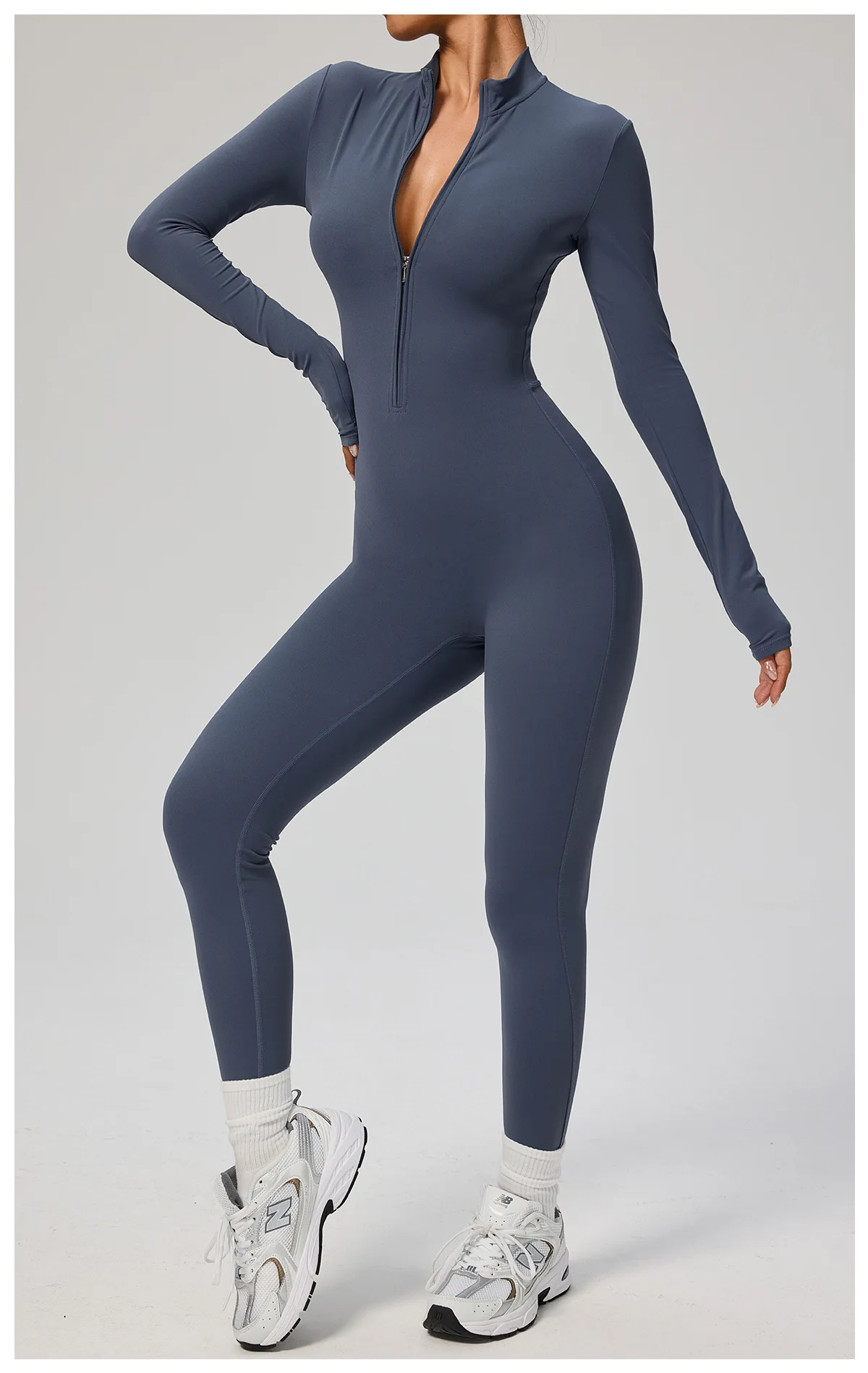 SOISOU Zipper Jumpsuit Women Quick Dry Clothing Sportswear Woman Gym Yoga Sport Sets Spandex Nylon Workout Sets Women Tracksuit