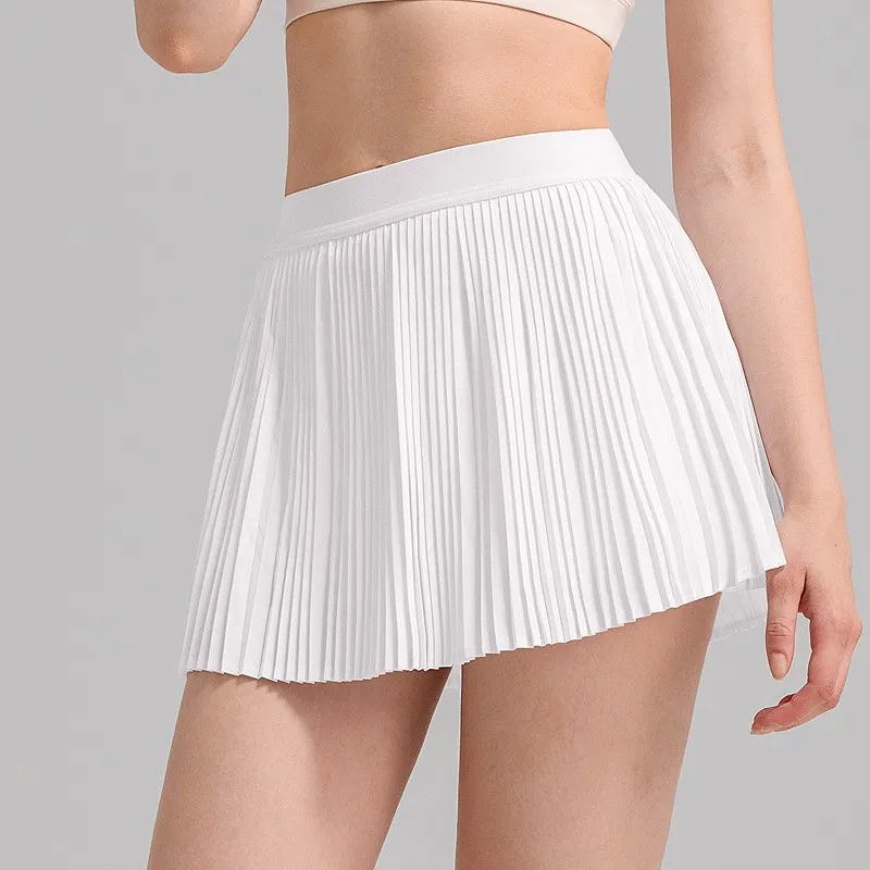 Women Pleated Sports Tennis Skirts Runniing High Waist Yoga Fitness Short Skirt Gym Golf Loose Mini Skirt With Pockets
