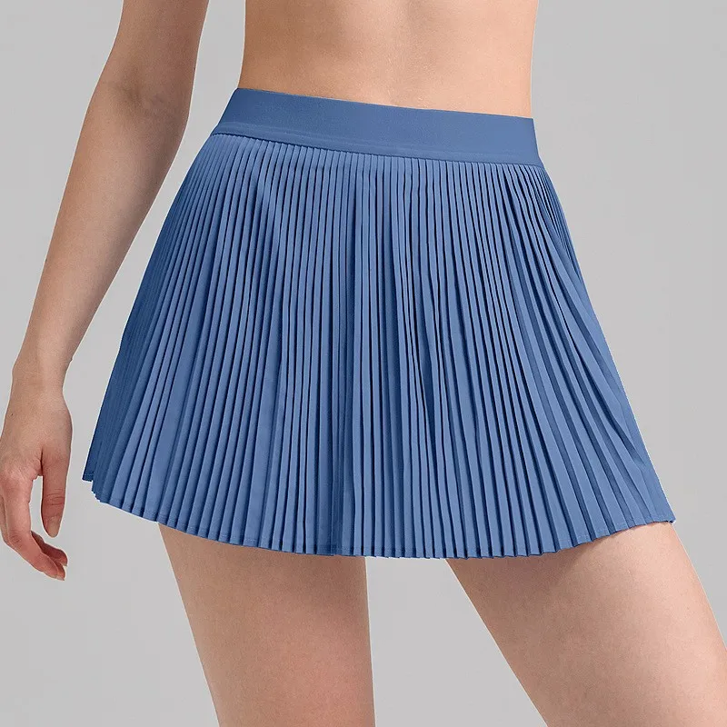 Women Pleated Sports Tennis Skirts Runniing High Waist Yoga Fitness Short Skirt Gym Golf Loose Mini Skirt With Pockets
