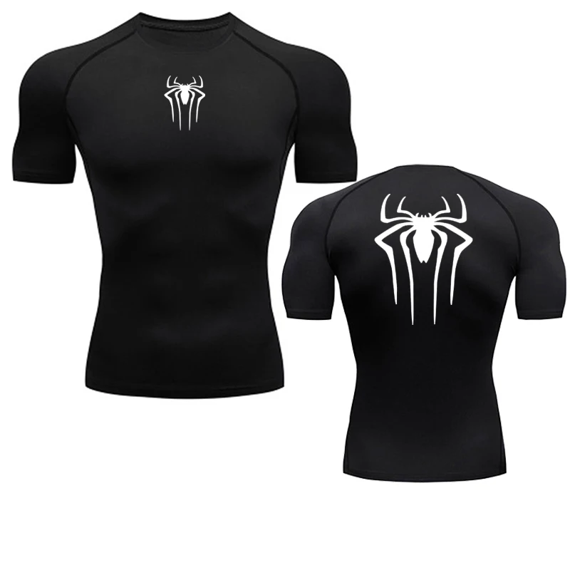 Top Sports Running Shirt Men T-shirt Fitness Short T-shirt Quick Dry Work Out Gym Tights Muscle Shirt Compression MMA Rashgarda