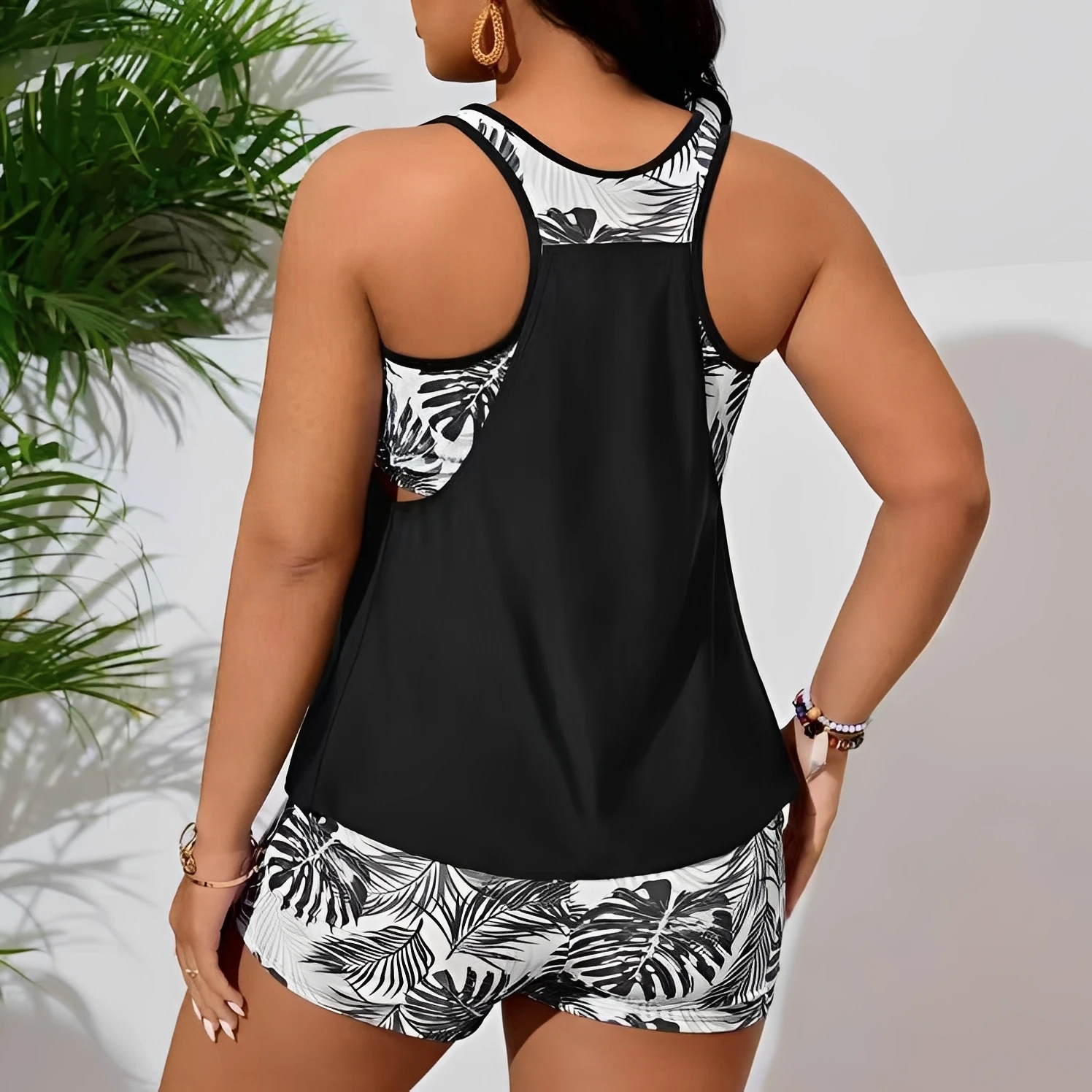2026 Large Plus Size Tankini High Waist Swimsuit Women Printed Swimwear Female Bathers Bathing Swimming Swim Suit 4XL