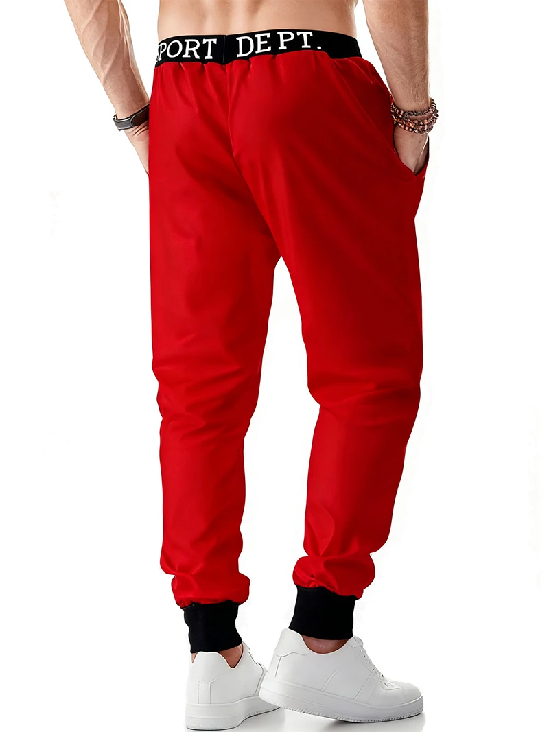 Letter Graphic Print Sweatpants for Men Hip Hop Joggers Sports Athletic Pants for Workout Casual Elastic Waist Lounge Trousers