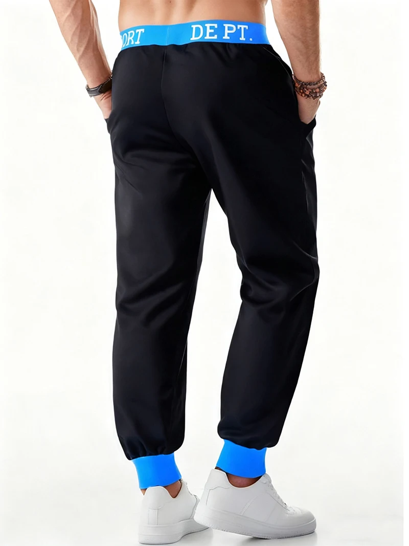 Letter Graphic Print Sweatpants for Men Hip Hop Joggers Sports Athletic Pants for Workout Casual Elastic Waist Lounge Trousers