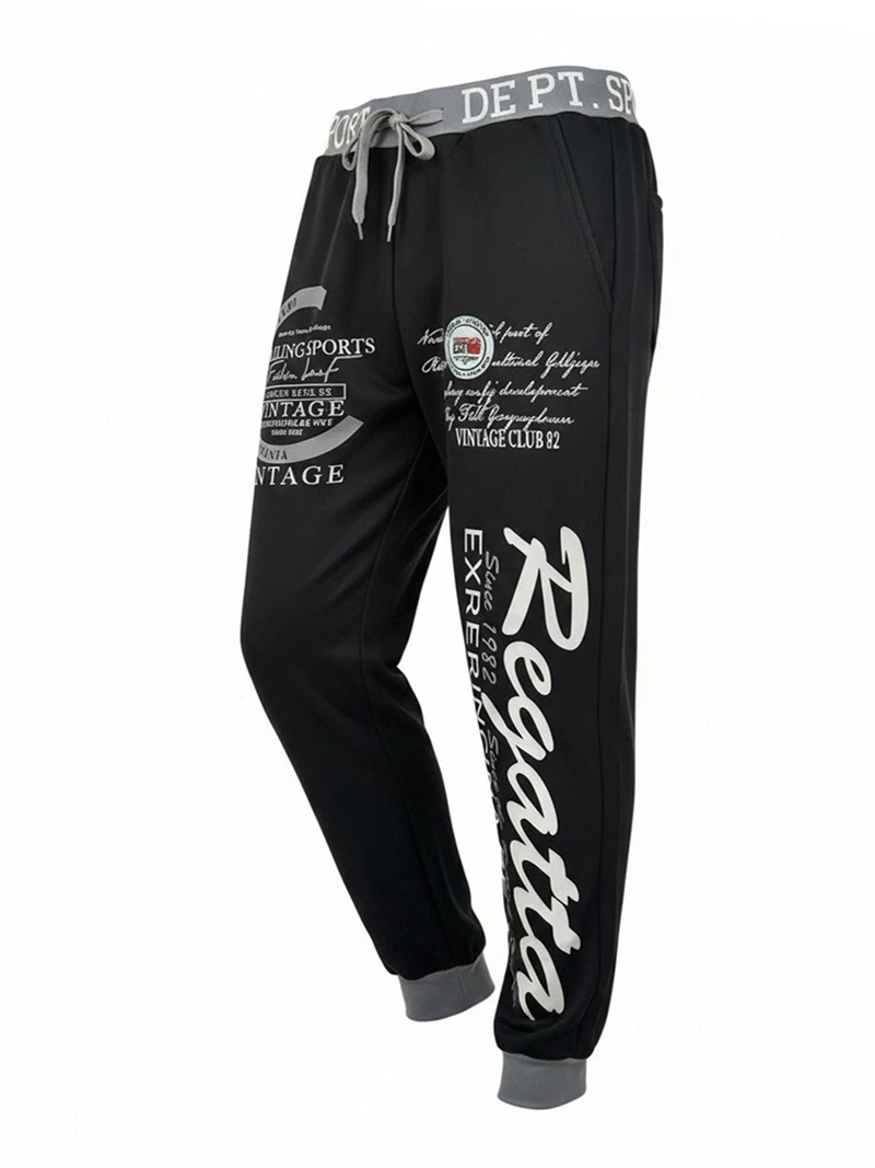 Letter Graphic Print Sweatpants for Men Hip Hop Joggers Sports Athletic Pants for Workout Casual Elastic Waist Lounge Trousers