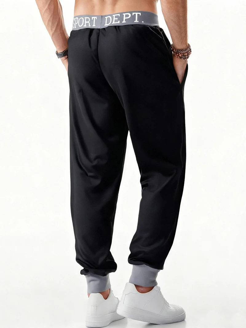 Letter Graphic Print Sweatpants for Men Hip Hop Joggers Sports Athletic Pants for Workout Casual Elastic Waist Lounge Trousers