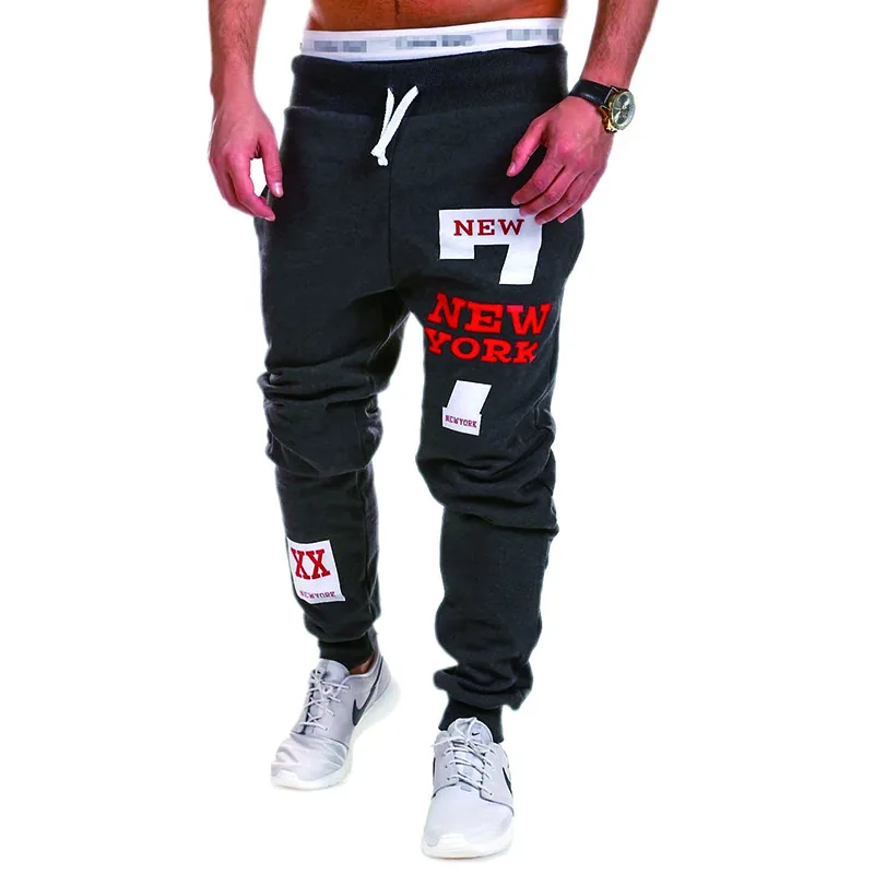 Letter Graphic Print Sweatpants for Men Hip Hop Joggers Sports Athletic Pants for Workout Casual Elastic Waist Lounge Trousers