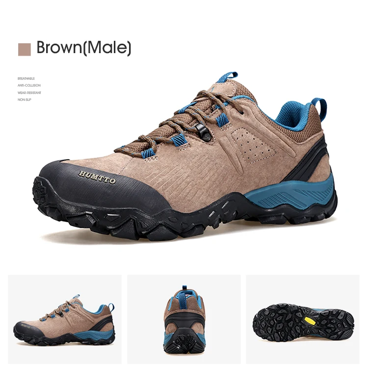 HUMTTO Waterproof Shoes for Men Hiking Shoes Leather Mens Sports Luxury Designer Outdoor Climbing Trekking Walking Sneakers Man