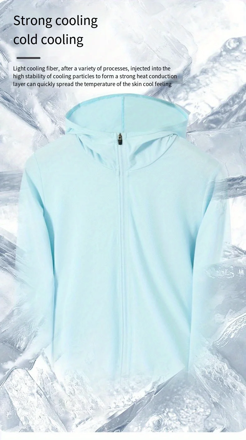 Summer Thin Ice Silk UV Women's Sunscreen Swimwear Jacket Front Zip UPF 50+ Fishing Clothing Couple Sunwear