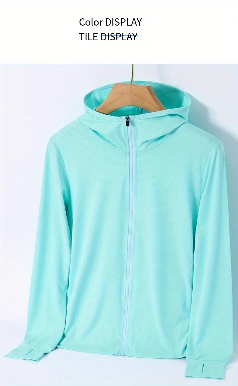 Summer Thin Ice Silk UV Women's Sunscreen Swimwear Jacket Front Zip UPF 50+ Fishing Clothing Couple Sunwear