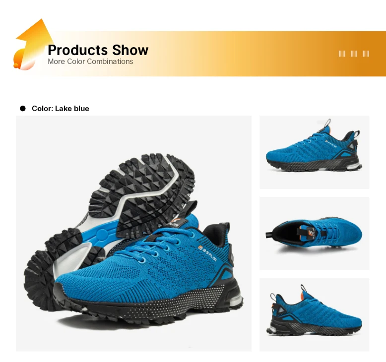 Baasploa Men Professional Running Shoes Breathable Training Shoes Lightweight Sneakers Non-Slip Track Tennis Walking Sport Shoe