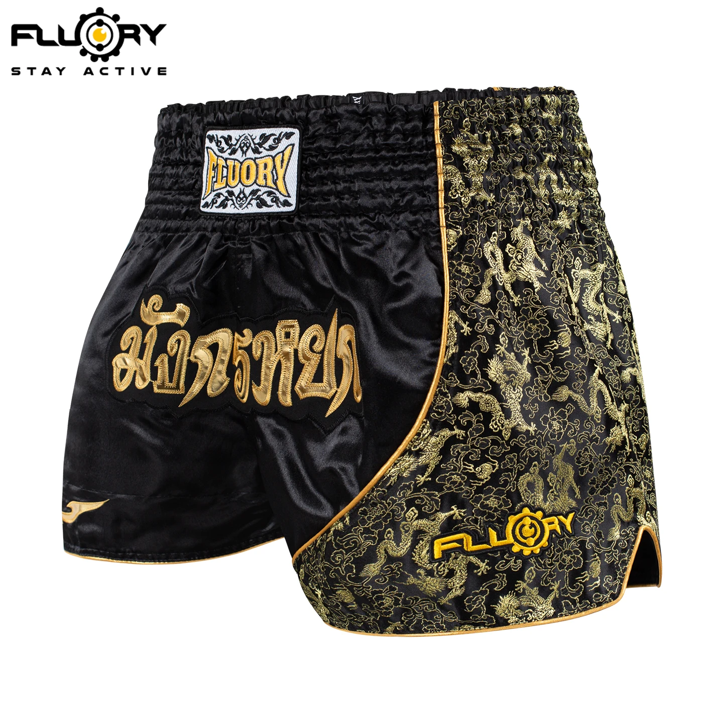 Fluory Printing Fight Shorts Boxing Shorts Embroidery Patches Muay Thai Shorts