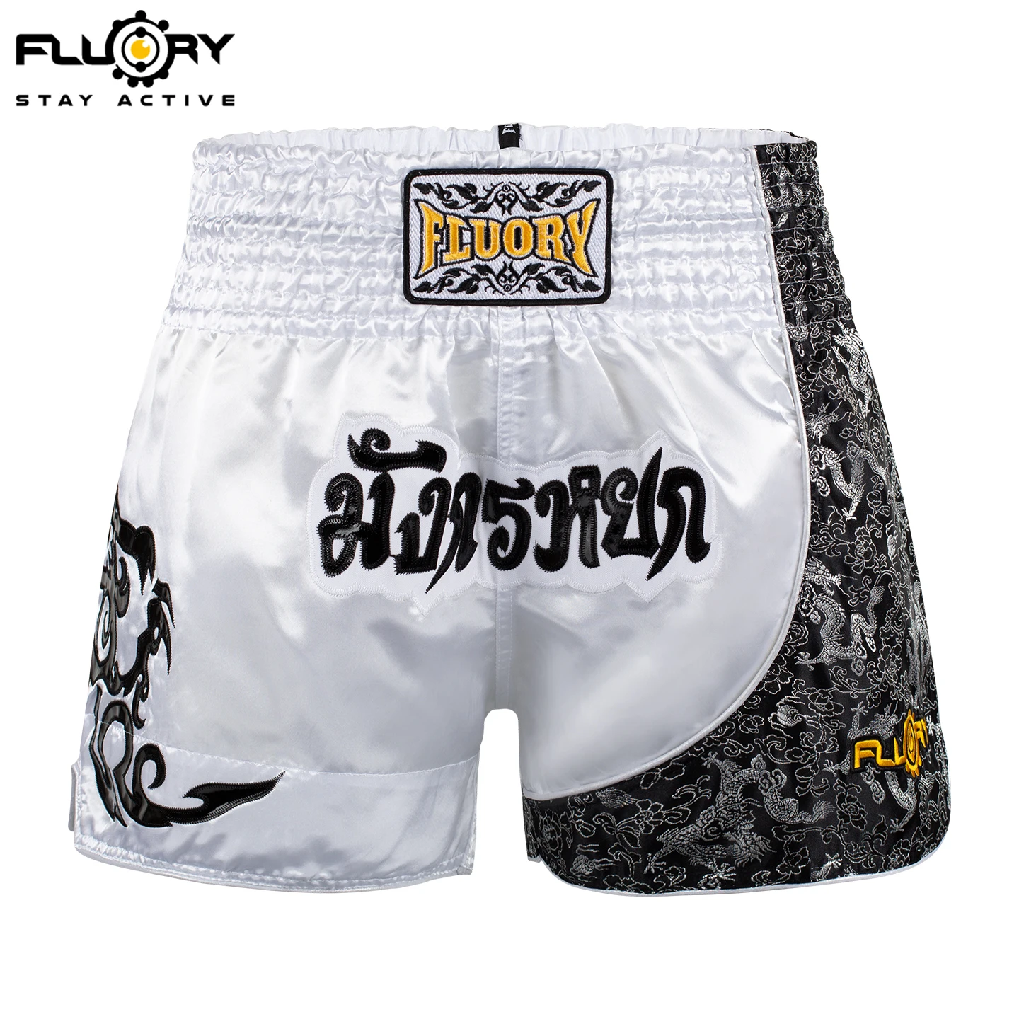 Fluory Printing Fight Shorts Boxing Shorts Embroidery Patches Muay Thai Shorts