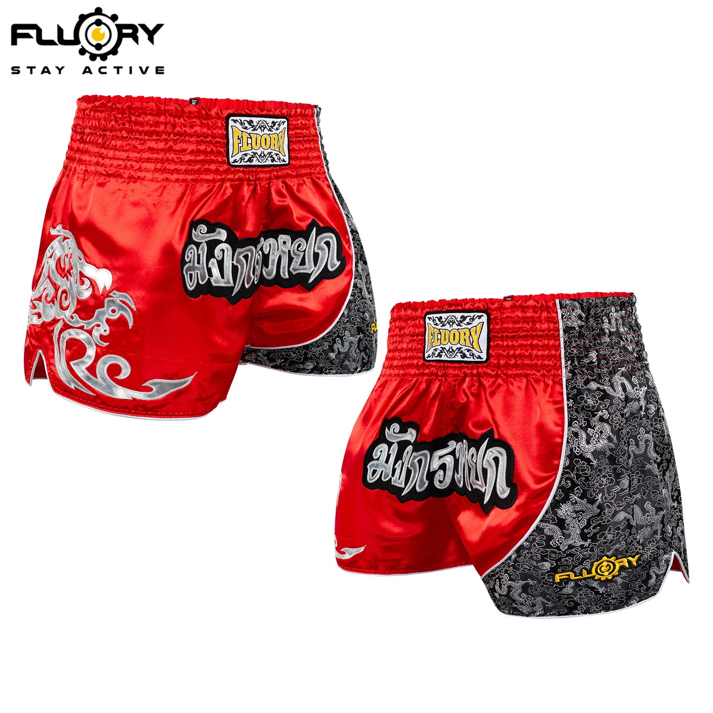 Fluory Printing Fight Shorts Boxing Shorts Embroidery Patches Muay Thai Shorts