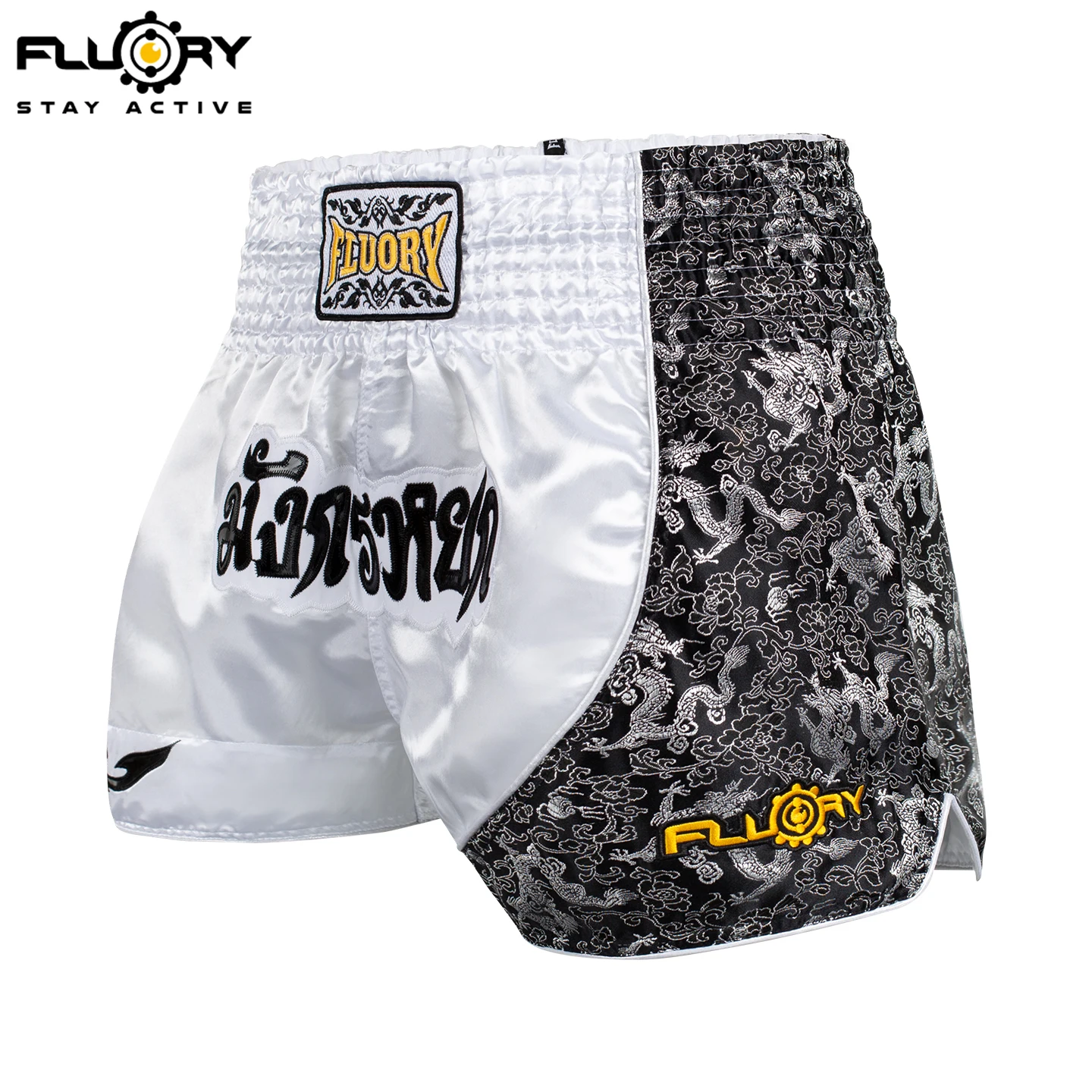 Fluory Printing Fight Shorts Boxing Shorts Embroidery Patches Muay Thai Shorts