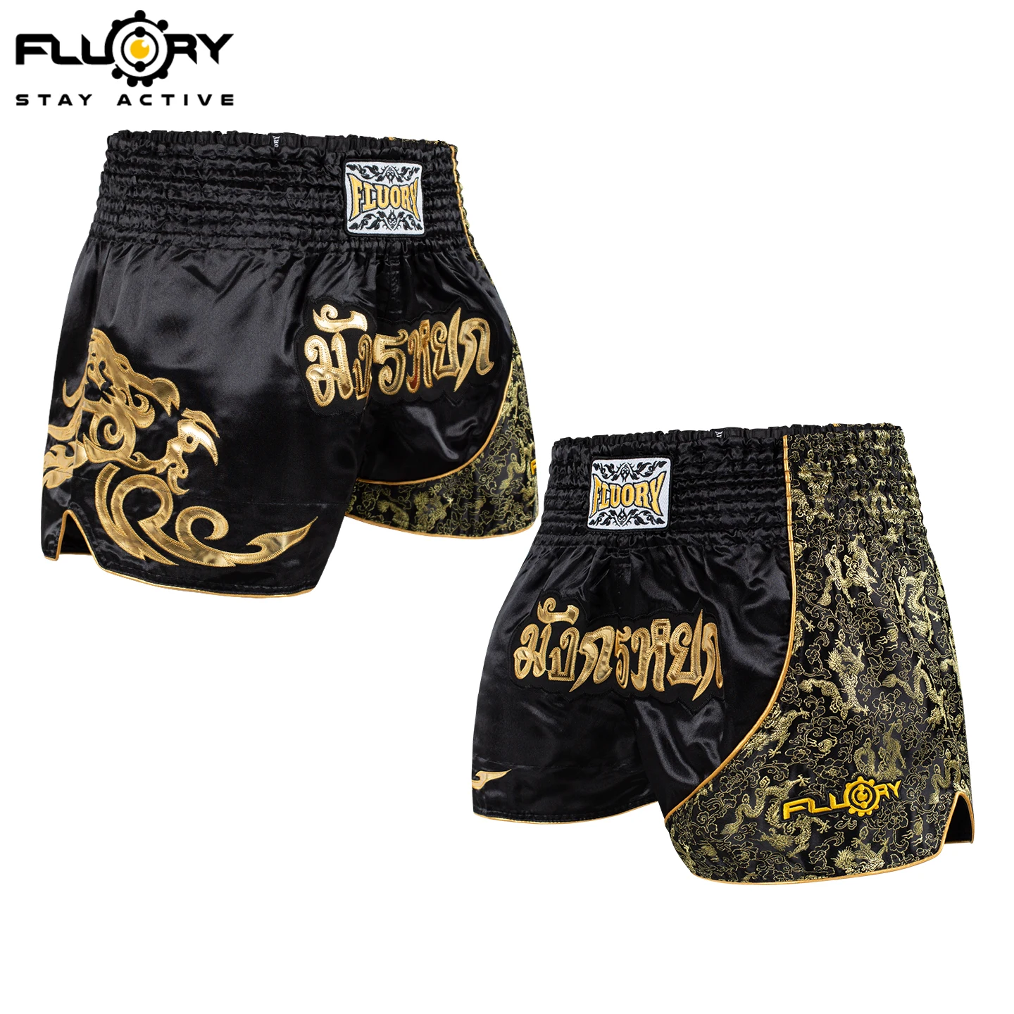Fluory Printing Fight Shorts Boxing Shorts Embroidery Patches Muay Thai Shorts