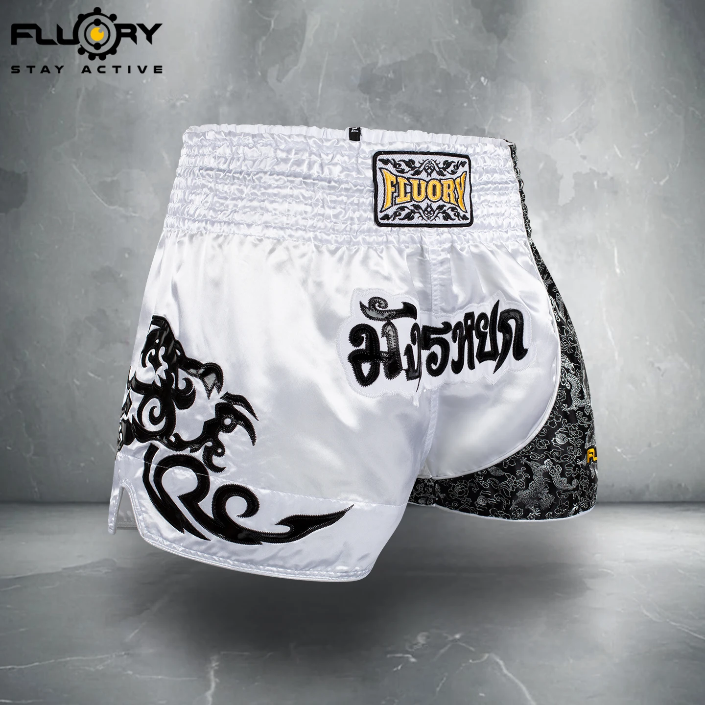Fluory Printing Fight Shorts Boxing Shorts Embroidery Patches Muay Thai Shorts