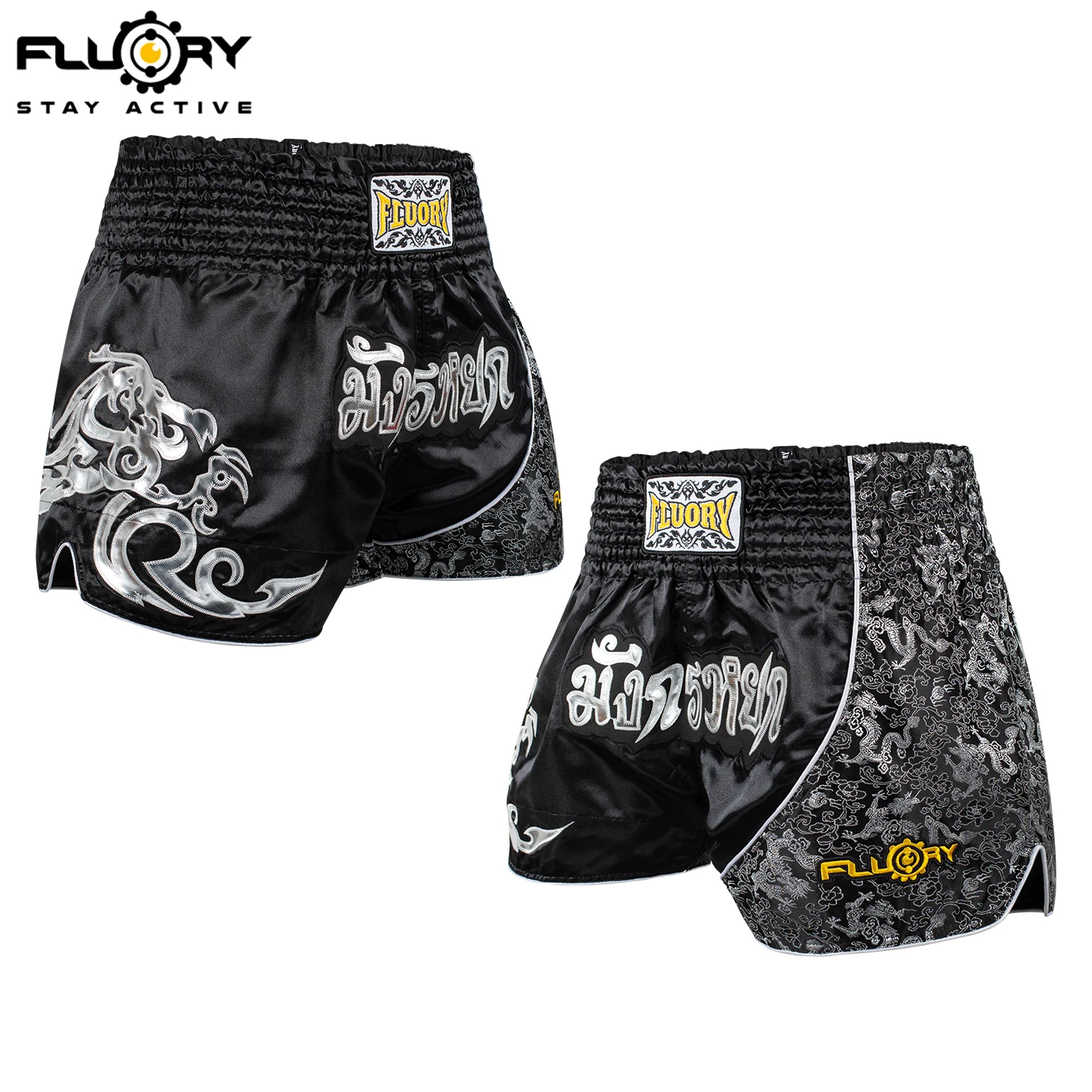 Fluory Printing Fight Shorts Boxing Shorts Embroidery Patches Muay Thai Shorts
