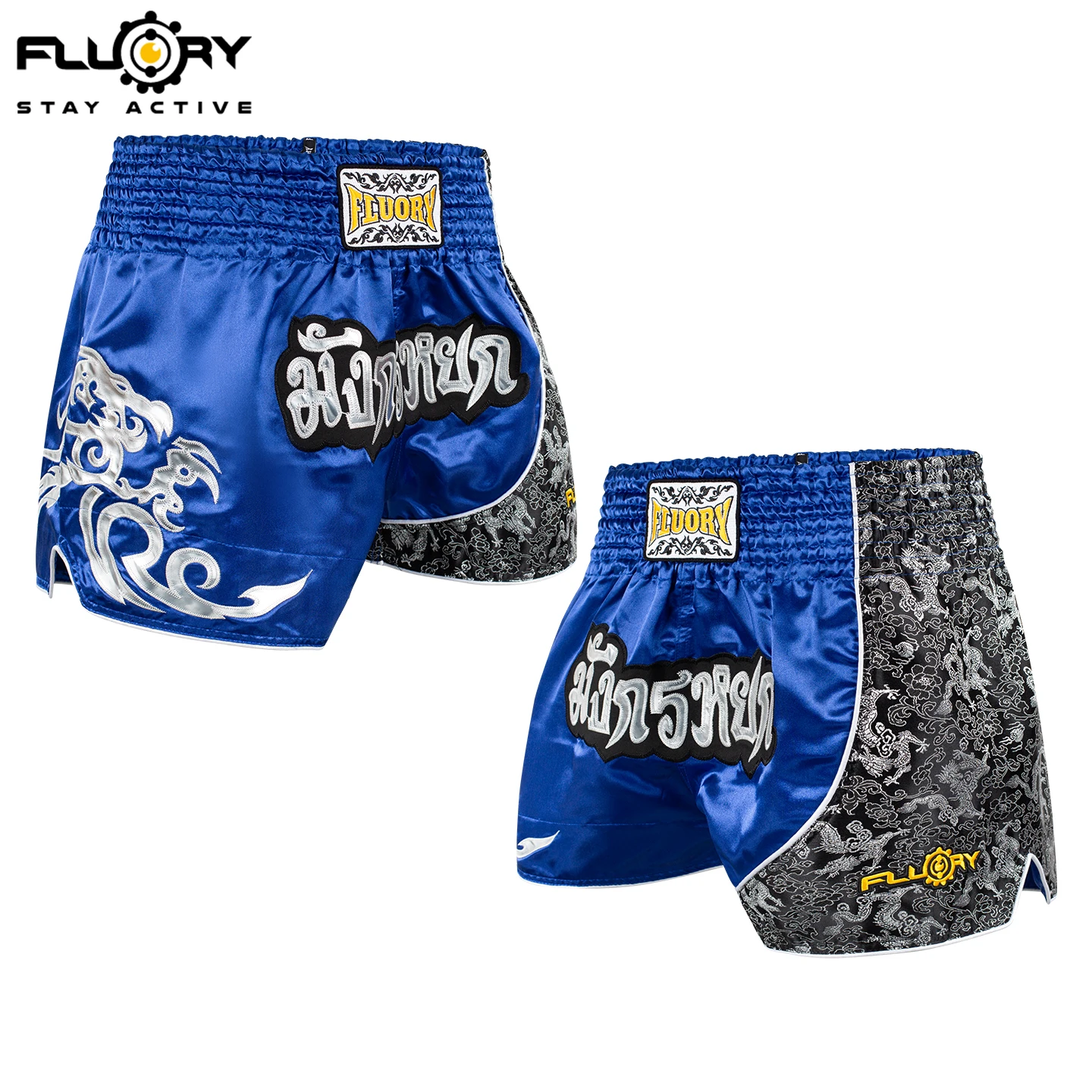Fluory Printing Fight Shorts Boxing Shorts Embroidery Patches Muay Thai Shorts