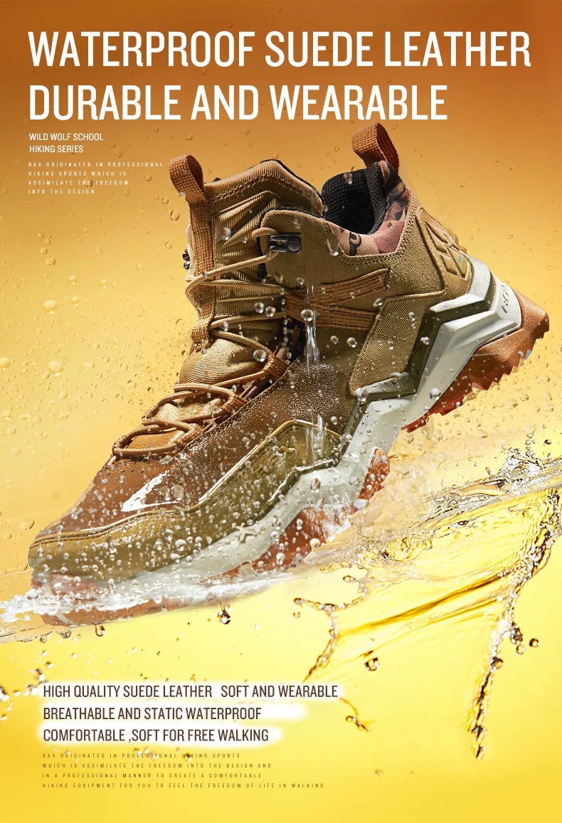 Rax Hiking Shoes New Men Shoes Waterproof Hiking Shoes Outdoor Hiking Fishing Shoes Wear-Resistant Woodland Cross-Country Shoes