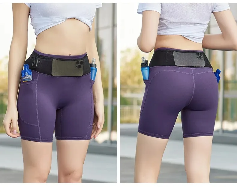 Summer Sports Workout Running Shorts with Pockets Women Compression Yoga Shorts Fitness Gym High Elastic Training Sportwear