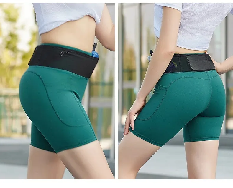 Summer Sports Workout Running Shorts with Pockets Women Compression Yoga Shorts Fitness Gym High Elastic Training Sportwear