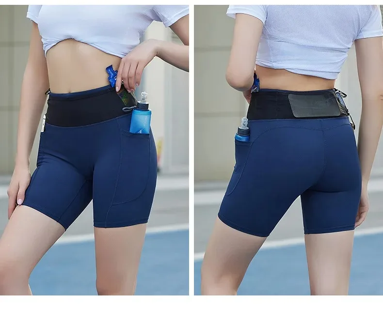 Summer Sports Workout Running Shorts with Pockets Women Compression Yoga Shorts Fitness Gym High Elastic Training Sportwear