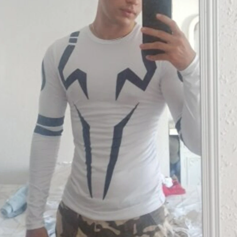 3D Print Compression Shirts for Men Athletic Quick Dry Tshirts Tops Gym Workout Fitness Undershirts Baselayers Anime Rash Guard