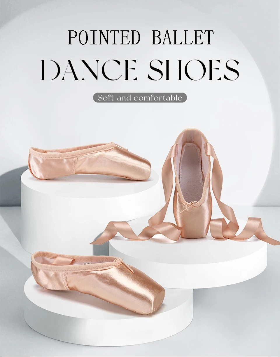 Child And Adult Ballet Dance Shoes Girls Ballet Pointe Shoes Professional With Ribbons Shoes Series Classic Woman Ballet Shoes