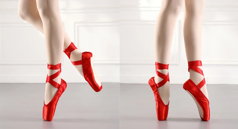 Child And Adult Ballet Dance Shoes Girls Ballet Pointe Shoes Professional With Ribbons Shoes Series Classic Woman Ballet Shoes