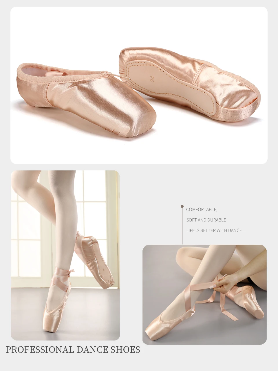 Child And Adult Ballet Dance Shoes Girls Ballet Pointe Shoes Professional With Ribbons Shoes Series Classic Woman Ballet Shoes