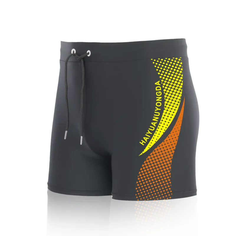 European Size Geometric Graphic And Letter Print Men's Swim Trunks With Drawstring, Quick Dry And Stretchable Shorts For Summer