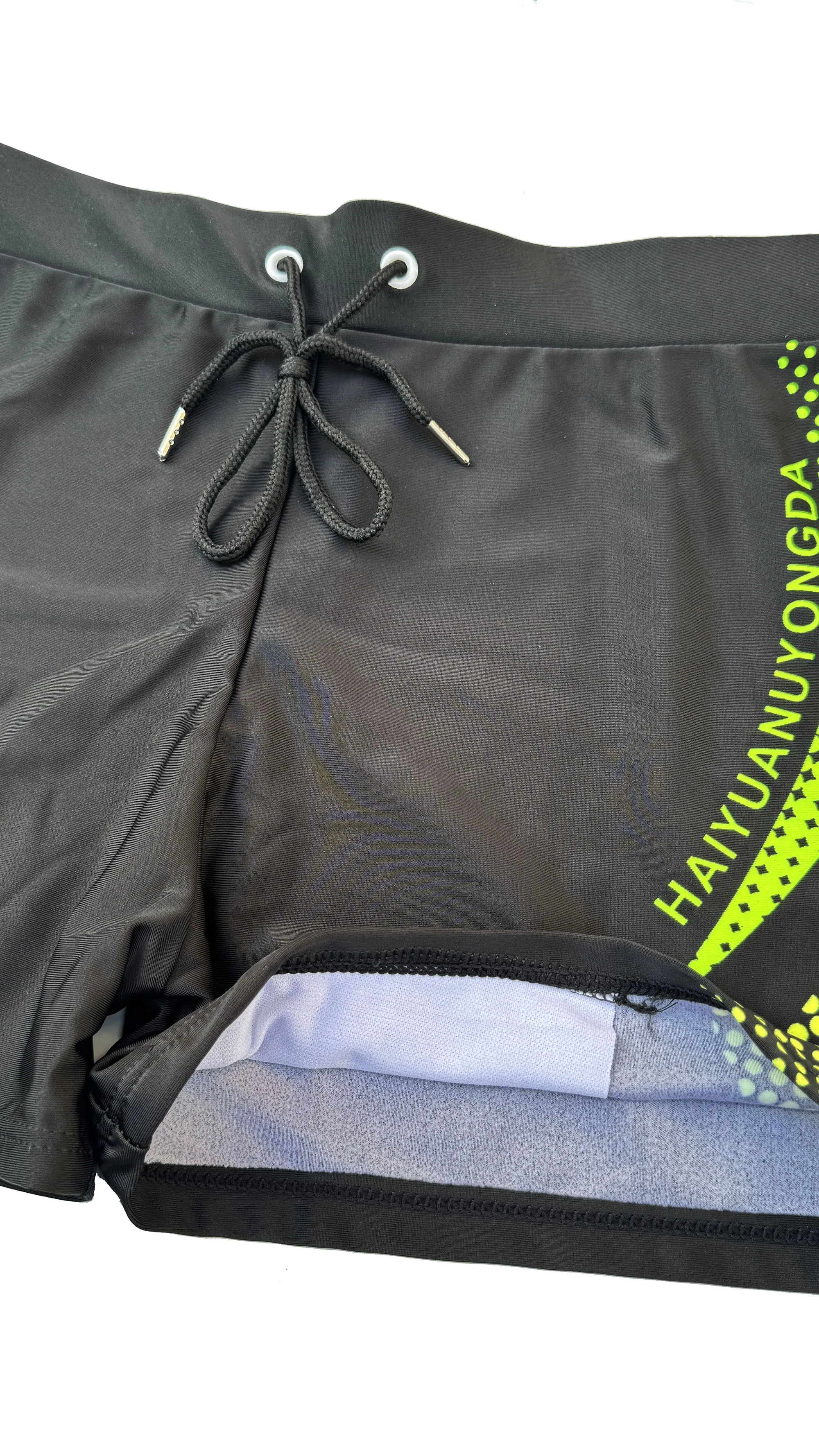 European Size Geometric Graphic And Letter Print Men's Swim Trunks With Drawstring, Quick Dry And Stretchable Shorts For Summer