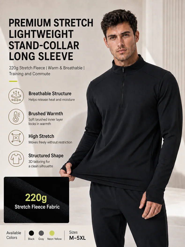 SBWL Autumn High Quality Men's Running Fitness Outdoor Sportswear Fashion Business Casual Breathable Long Sleeve T-Shirt Tops